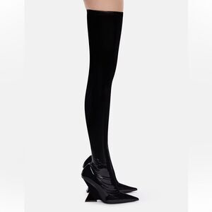 NEW The Attico Cheope Patent Leather Stretch Thigh Boots Size 5.5